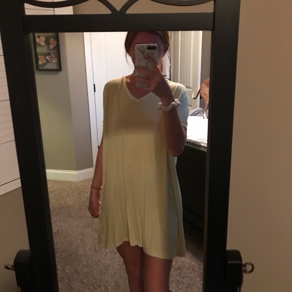 yellow flowy piko dress